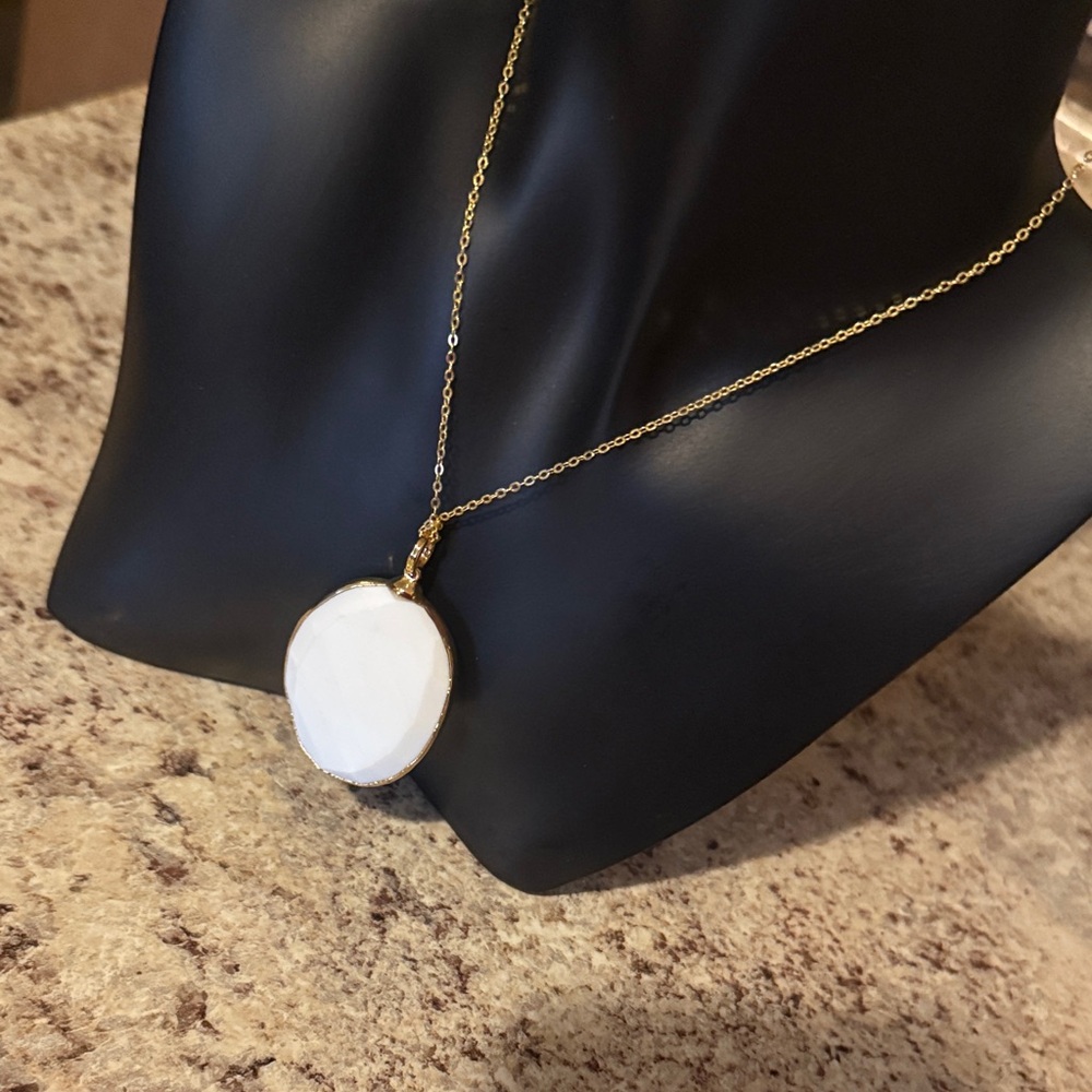 NWT boutique 14k gold over Sterling with Gold & pure white stone Necklace